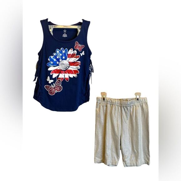 5 for $25🔥Size 7-8 Fringe Tank Top & Shorts Matching Set - Picture 1 of 8